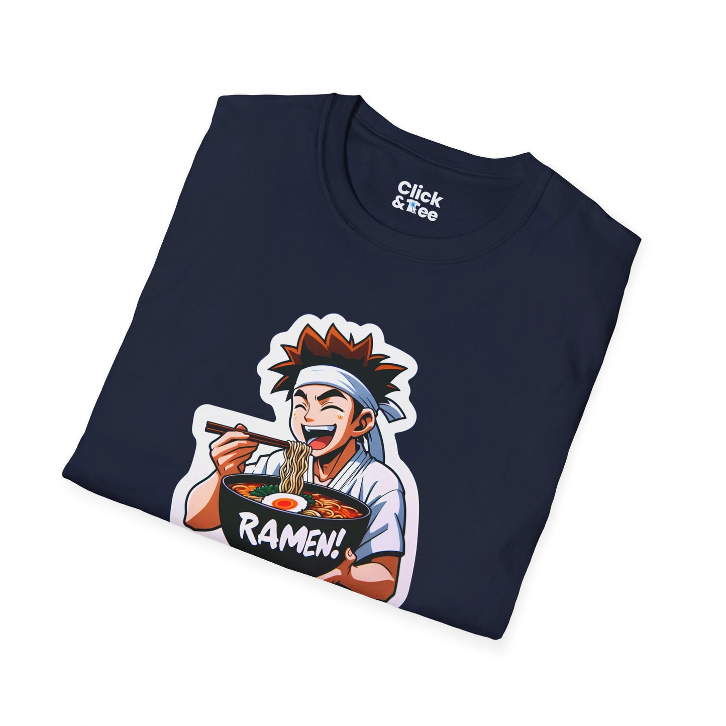 Harem Anime T-Shirt - Happy Kung-Fu Kid Eating a hot bowl of ramen - Harem Anime Style T-Shirt