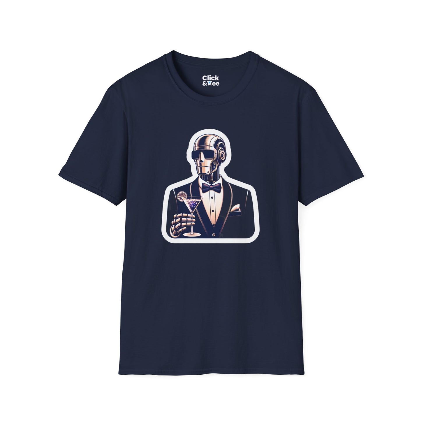 Retro T-Shirt - Classy Well Dressed Robot Bartender Serving a cocktail - Retro Style T-Shirt