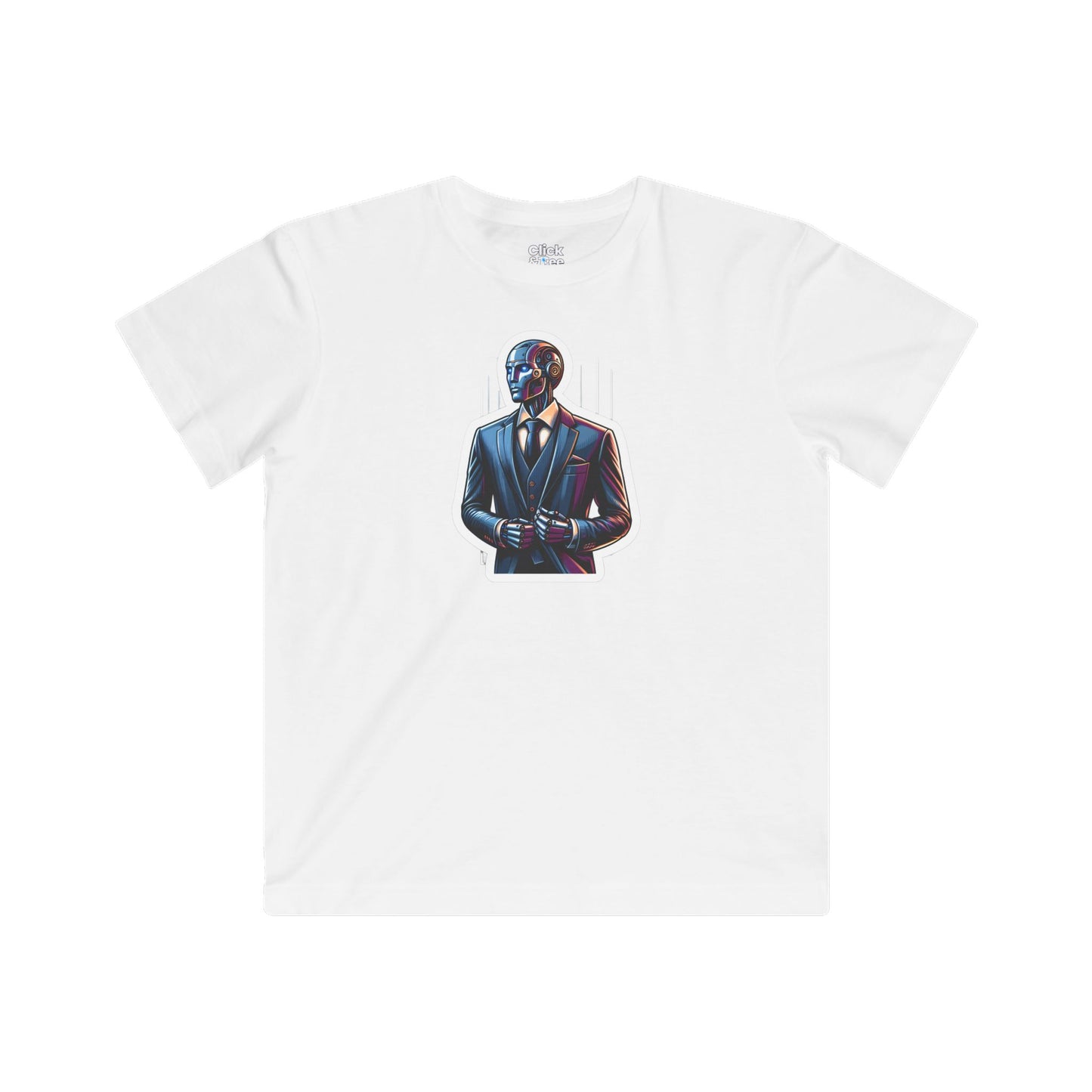Kids Realistic T-Shirt - Debonaire Humanoid Robot Gentleman Wearing a Modern Suit - Realistic Style T-Shirt