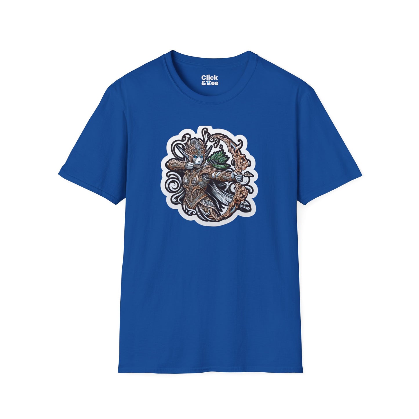 Fantasy T-Shirt - Fantastical Elf Shooting a bow and arrow - Fantasy Style T-Shirt