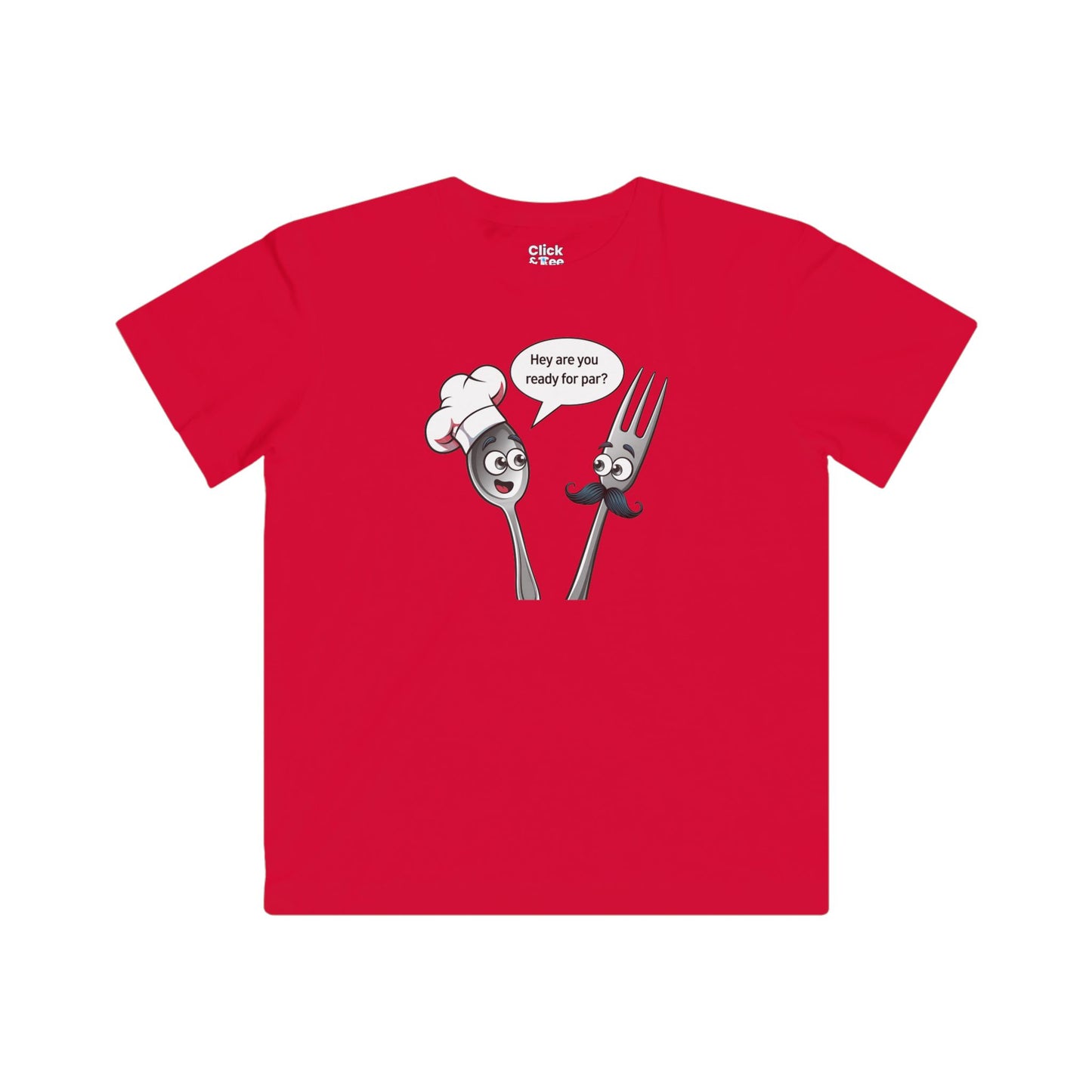Kids Cartoon T-Shirt - Mental health Spoon and fork Them talking to each other - Cartoon Style T-Shirt