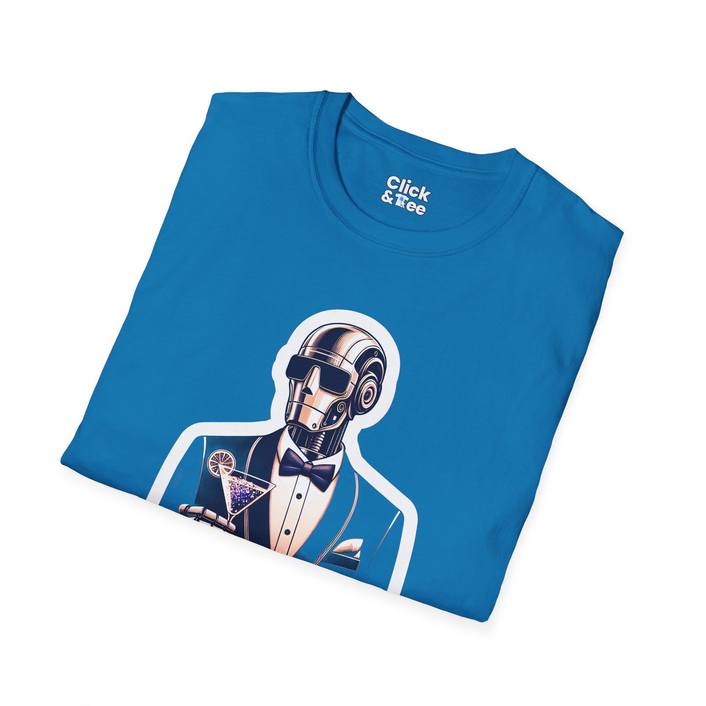 Retro T-Shirt - Classy Well Dressed Robot Bartender Serving a cocktail - Retro Style T-Shirt