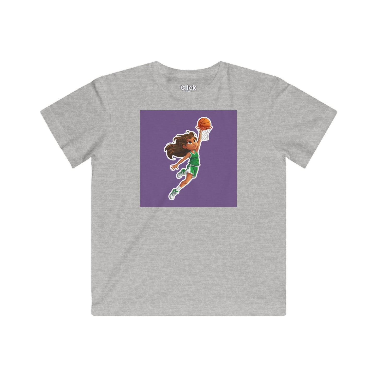 Kids Fantasy T-Shirt - Empowered Brown-haired young girl Playing basketball - Fantasy Style T-Shirt