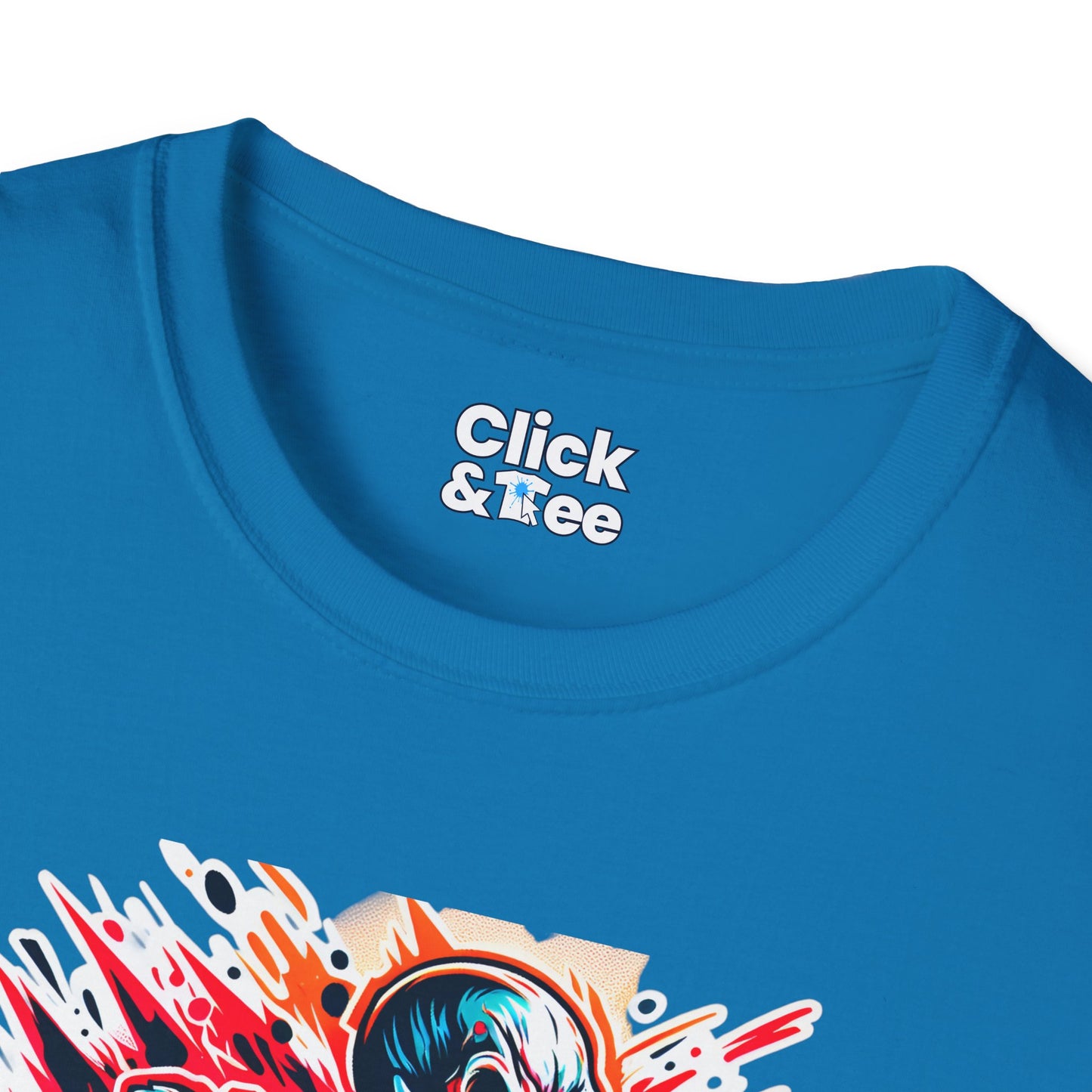 Color Splatter T-Shirt - Raging Skeleton Playing video games - Color Splatter Style T-Shirt