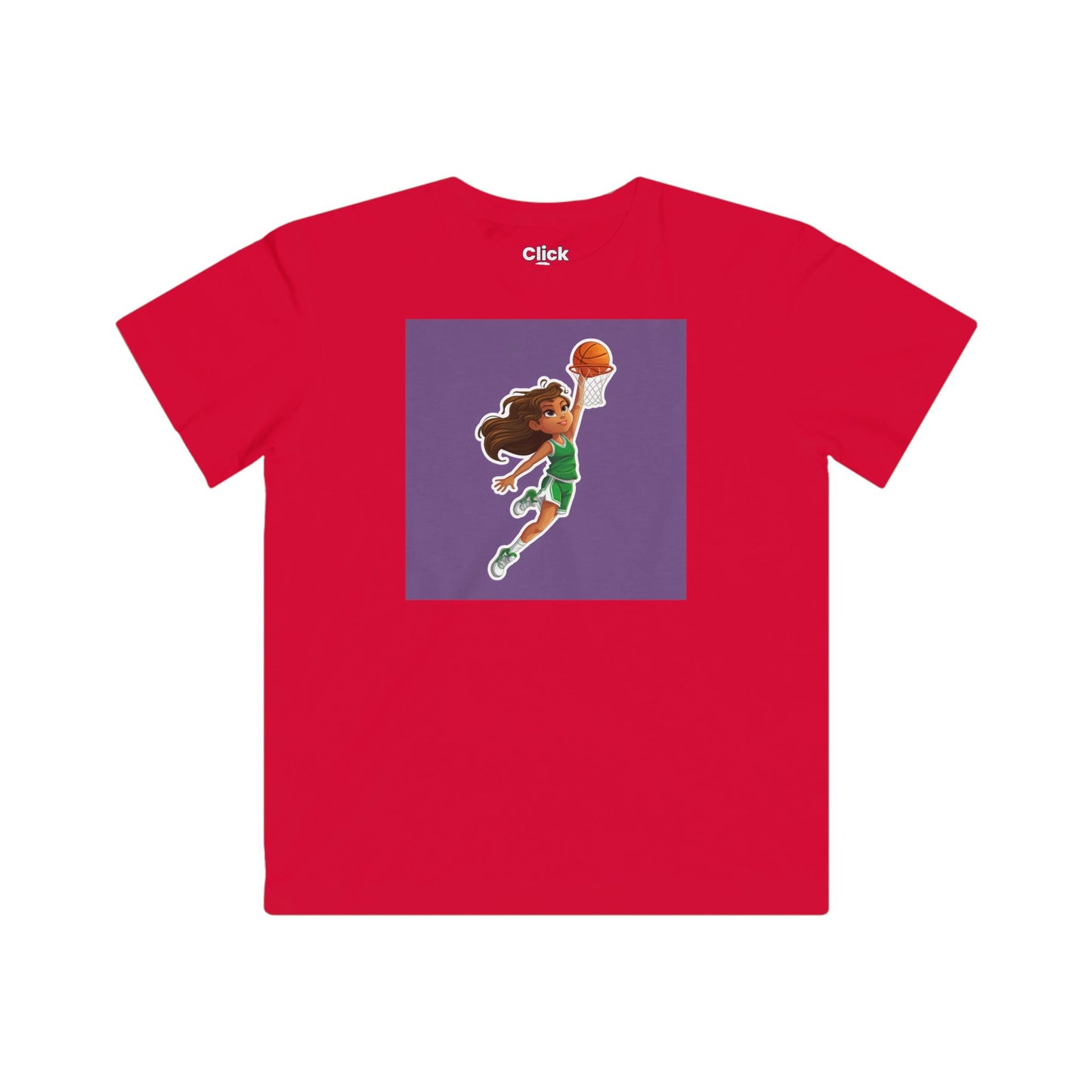 Kids Fantasy T-Shirt - Empowered Brown-haired young girl Playing basketball - Fantasy Style T-Shirt