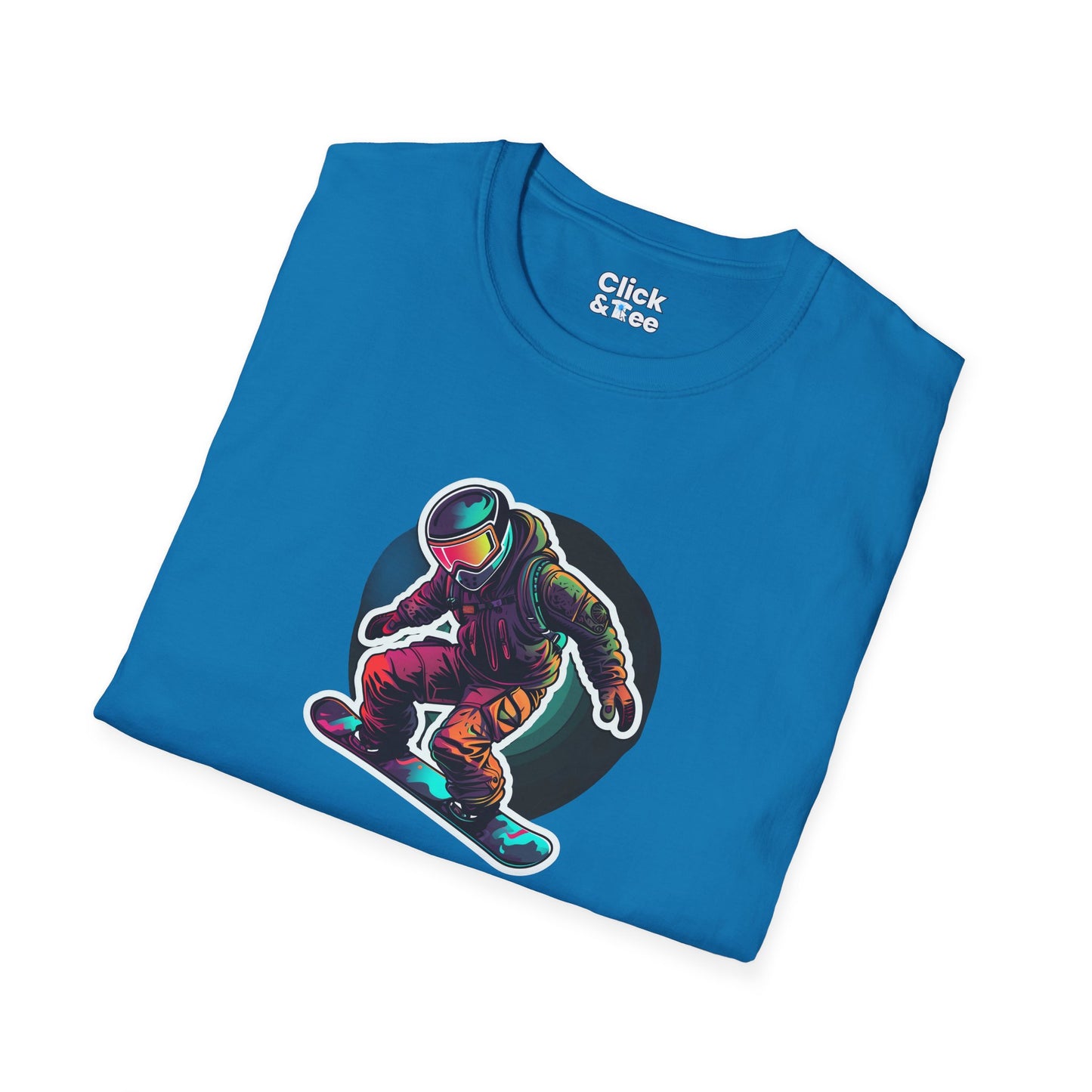 Retro T-Shirt - Aggressive Robot Snowboarder Flying through the air - Retro Style T-Shirt