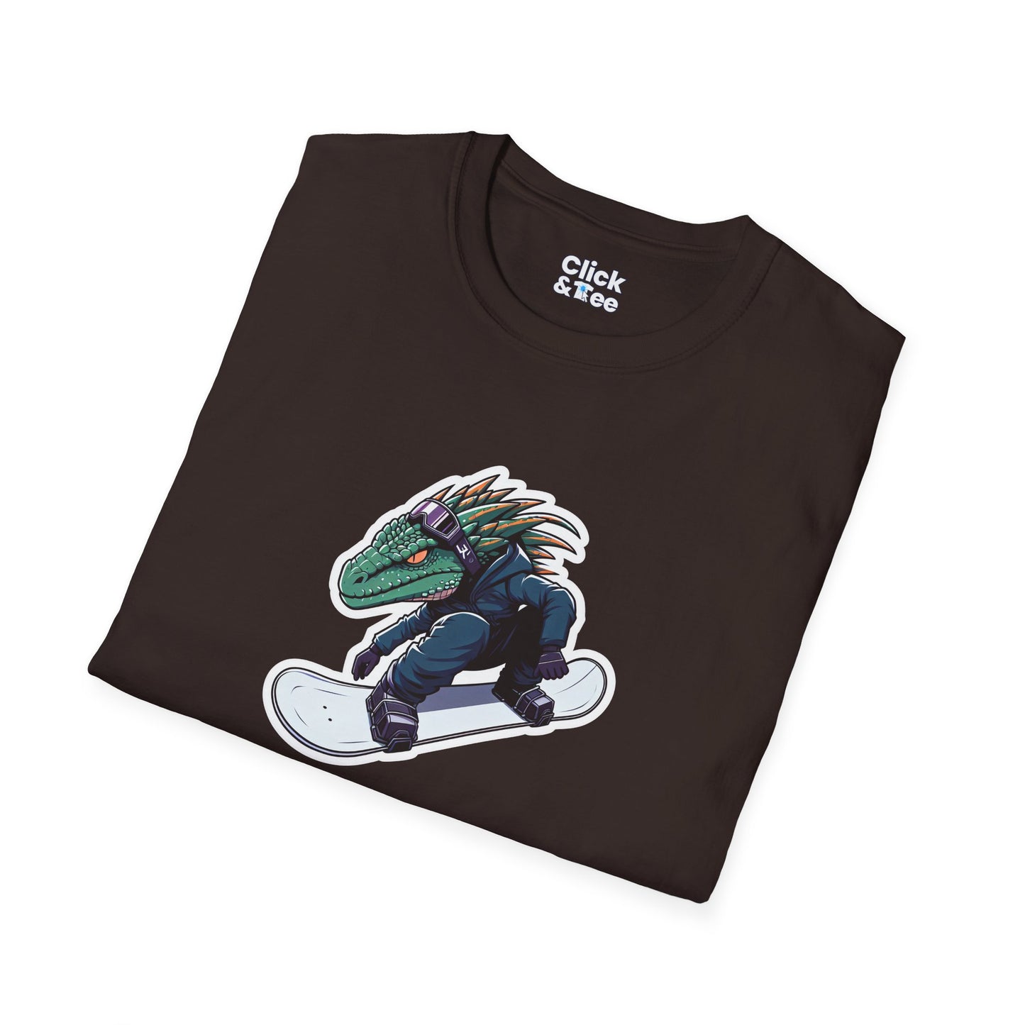 Unique T-Shirt - Heroic Lizard Snowboarder Flying through the air - Shonen Anime Style T-Shirt