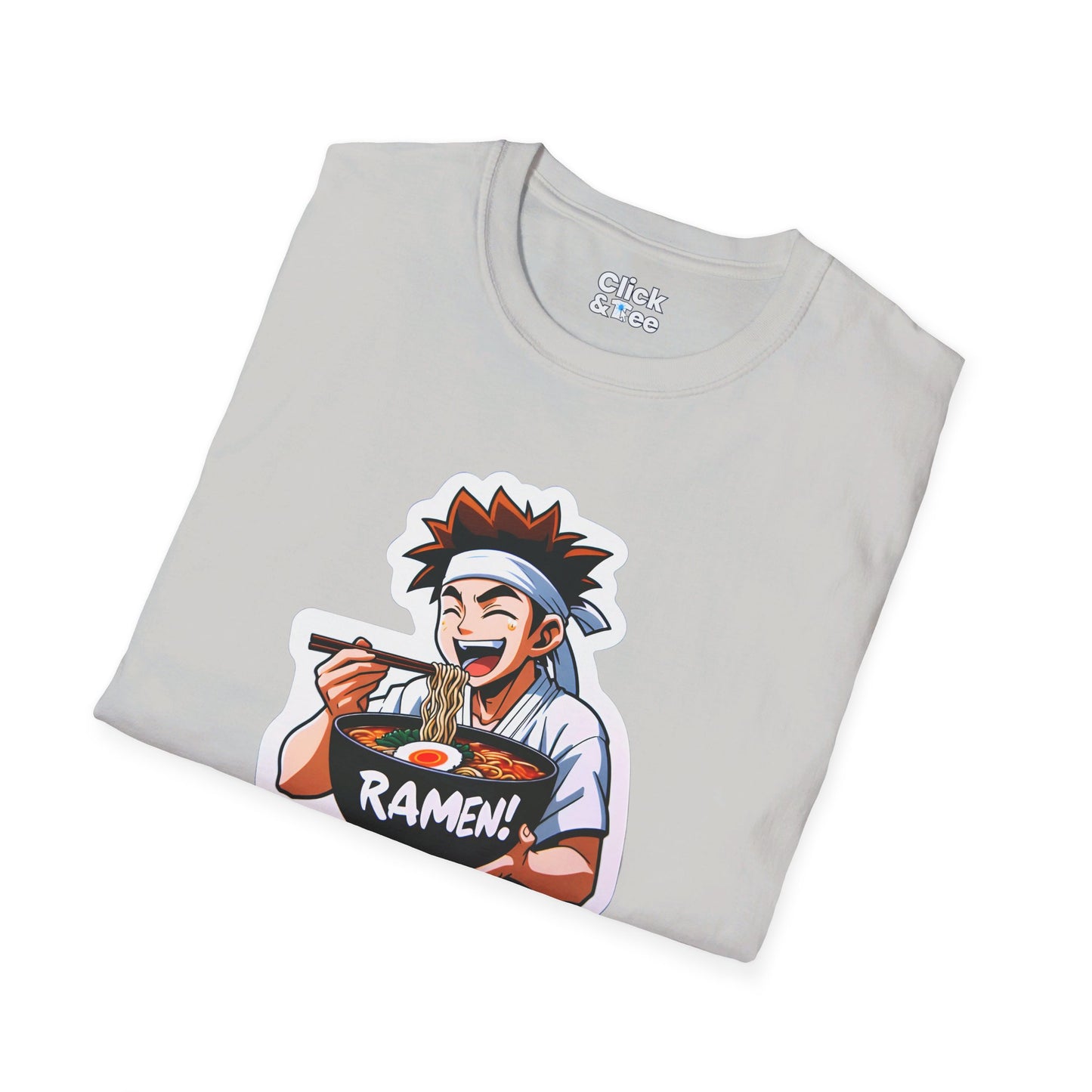 Harem Anime T-Shirt - Happy Kung-Fu Kid Eating a hot bowl of ramen - Harem Anime Style T-Shirt