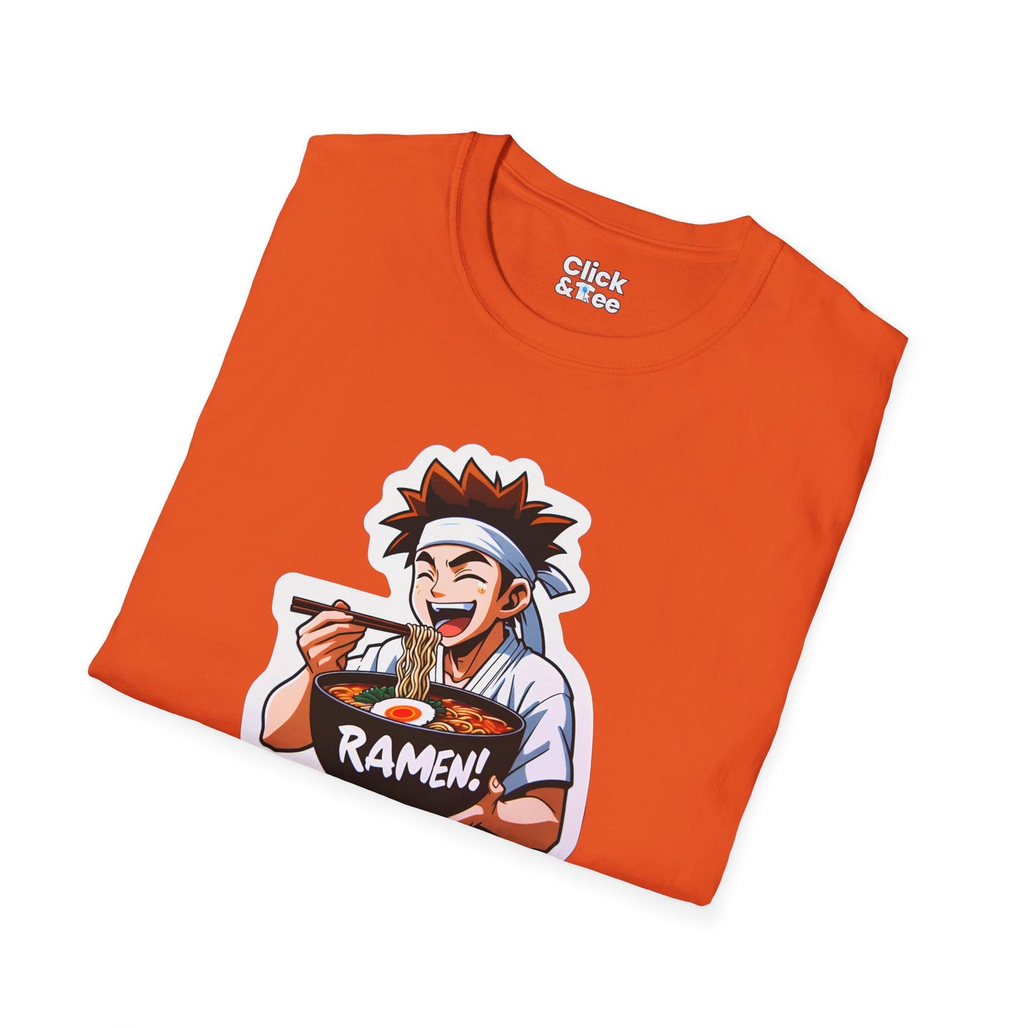 Harem Anime T-Shirt - Happy Kung-Fu Kid Eating a hot bowl of ramen - Harem Anime Style T-Shirt