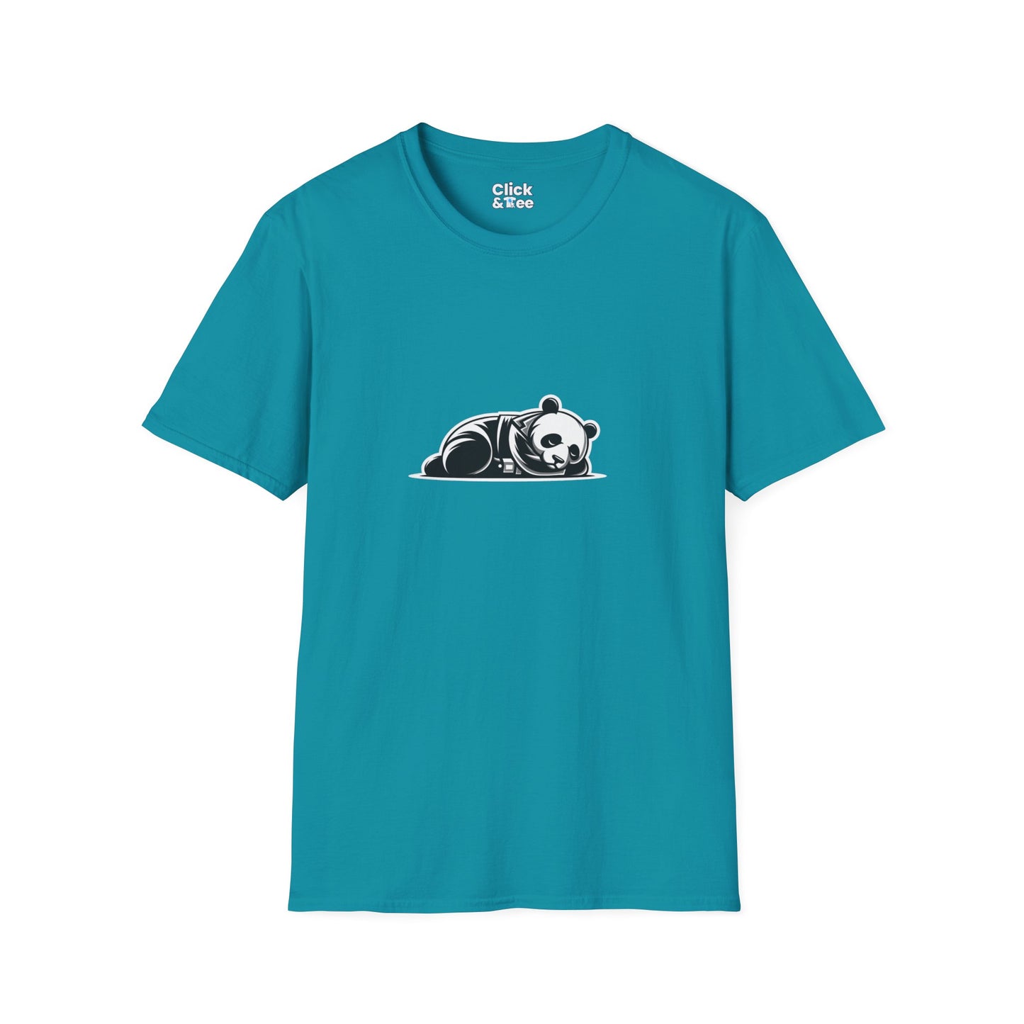 Unique T-Shirt - Sleepy Panda Eating rainbow ice cream - Vector Style T-Shirt