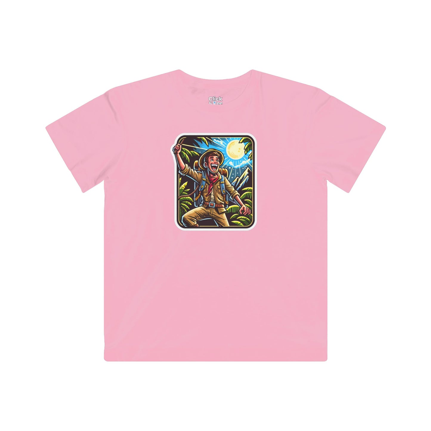 Kids Comic T-Shirt - Happy Adventurer Exploring the Unknown - Comic Style T-Shirt