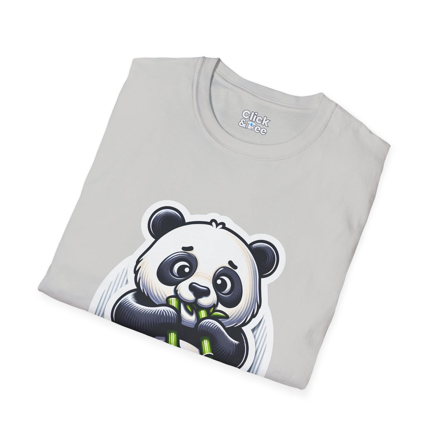 Realistic T-Shirt - Hungry Panda Eating Bamboo - Realistic Style T-Shirt