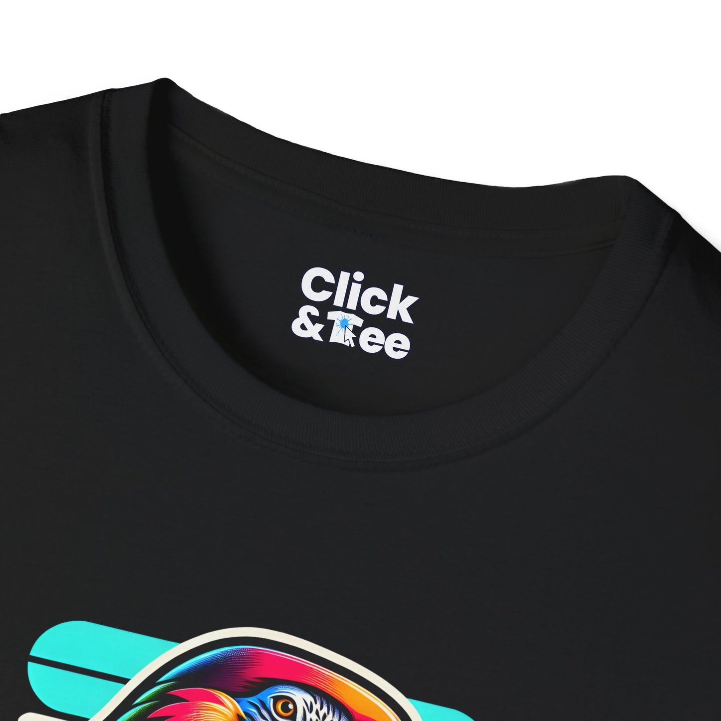 80s Neon T-Shirt - Tropical Parrot Eating rainbow ice cream - 80s Neon Style T-Shirt