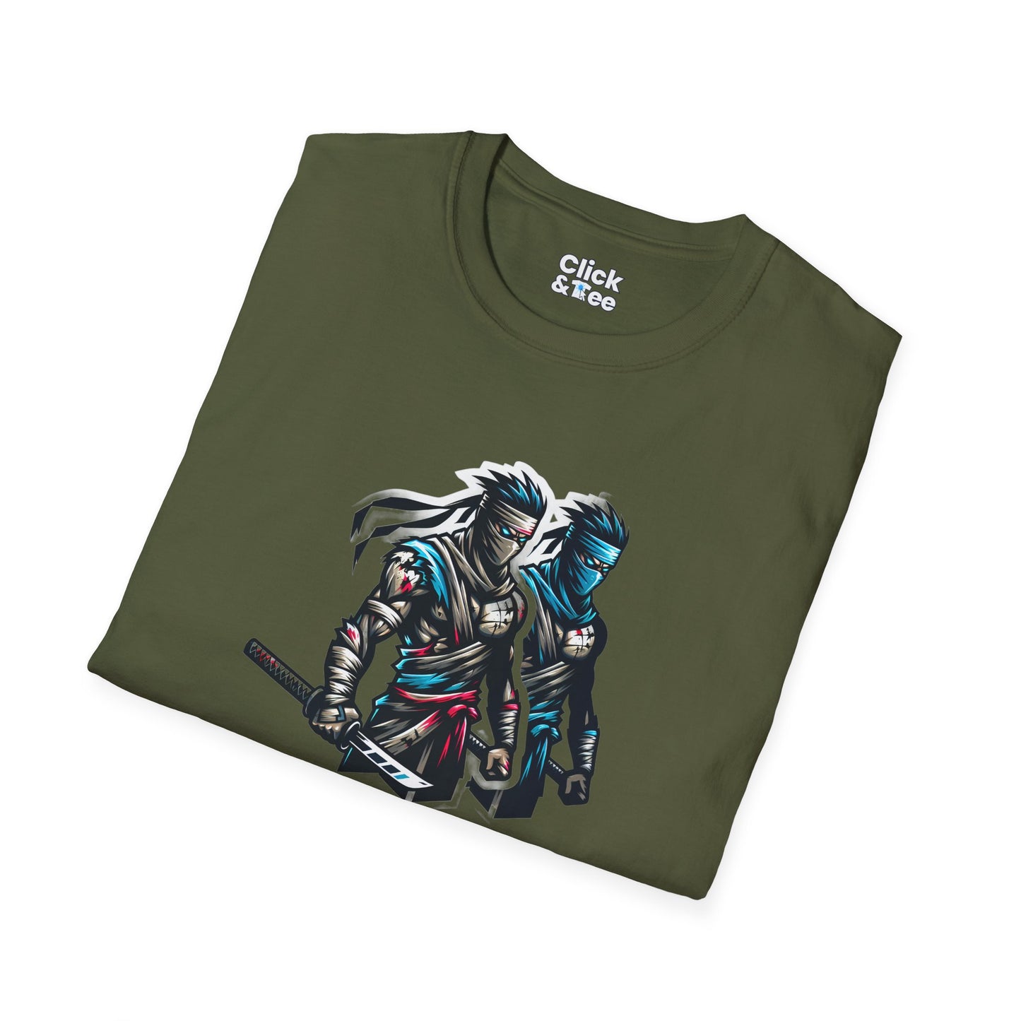 Realistic T-Shirt - Battle-scarred Warrior Ninja Ready for battle - Realistic Style T-Shirt