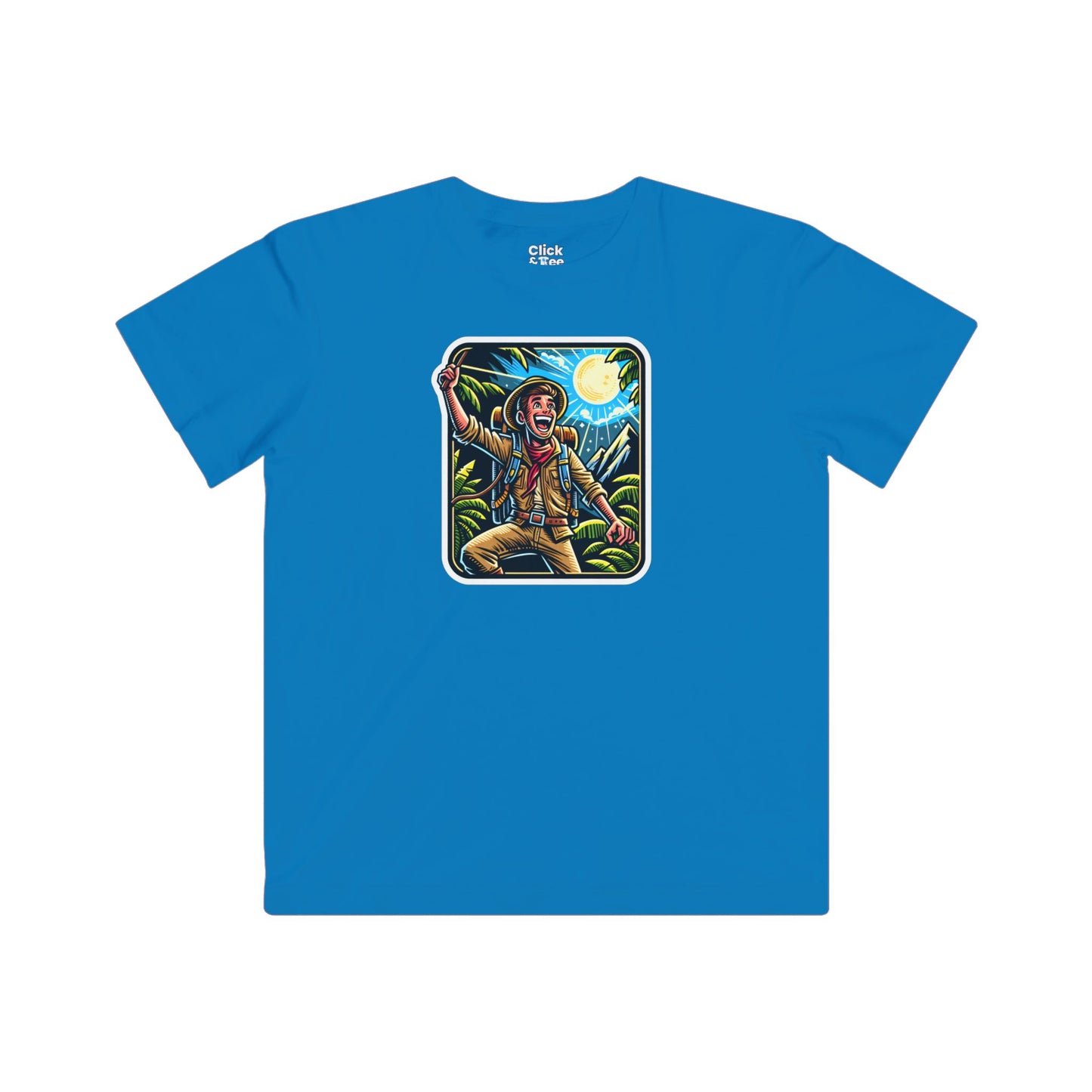 Kids Comic T-Shirt - Happy Adventurer Exploring the Unknown - Comic Style T-Shirt
