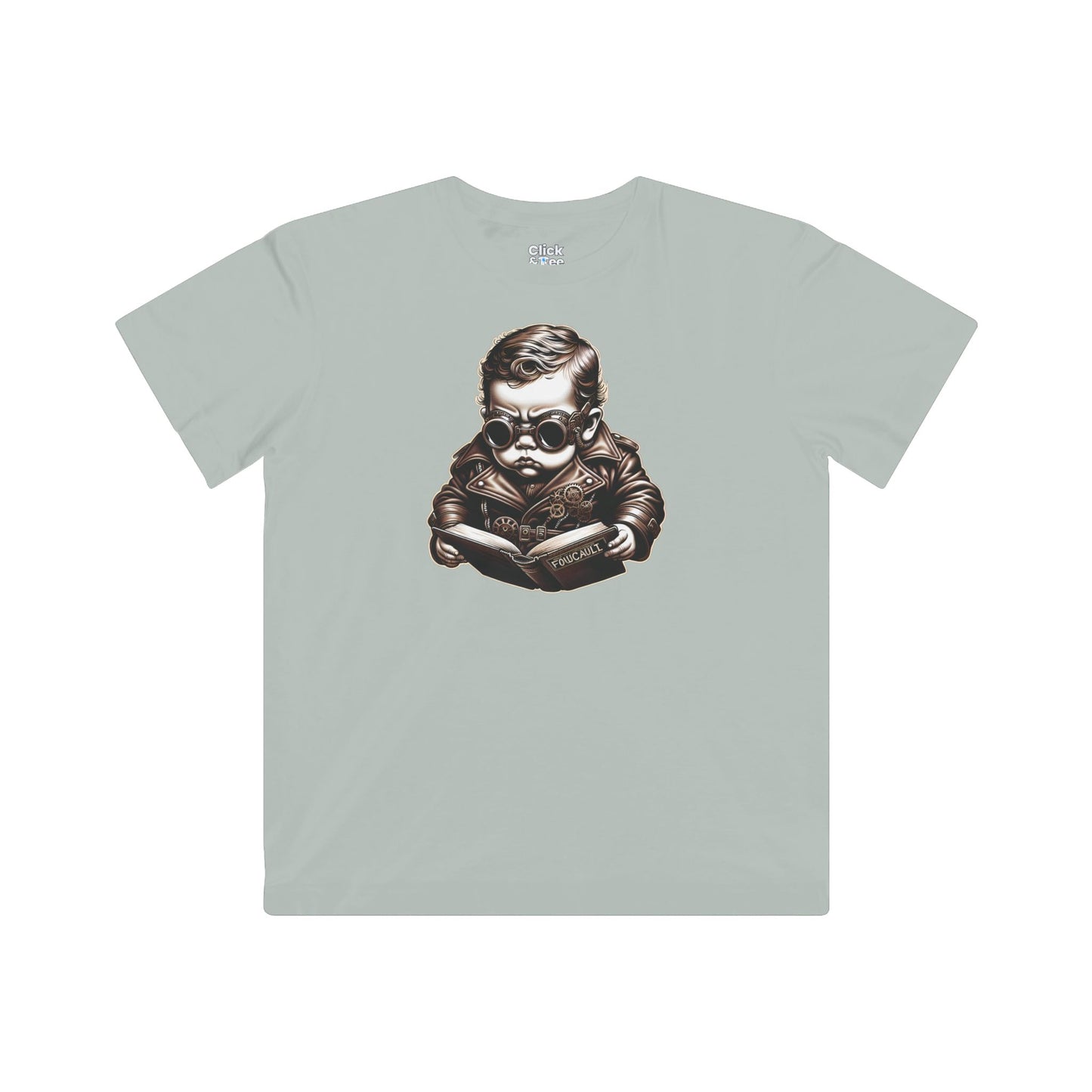 Kids Steampunk T-Shirt - Brooding Intense Toddler Reading Foucault - Steampunk Style T-Shirt
