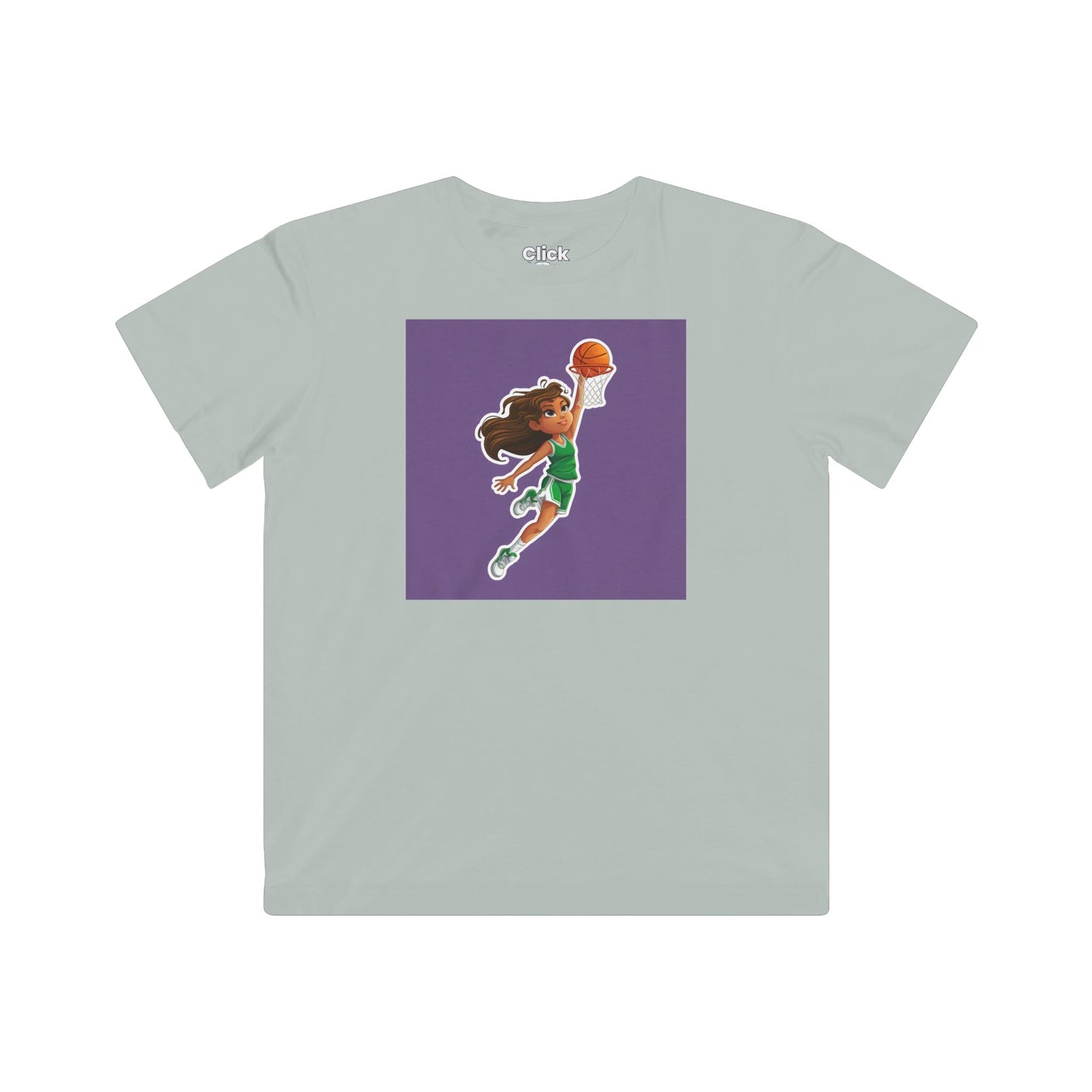 Kids Fantasy T-Shirt - Empowered Brown-haired young girl Playing basketball - Fantasy Style T-Shirt