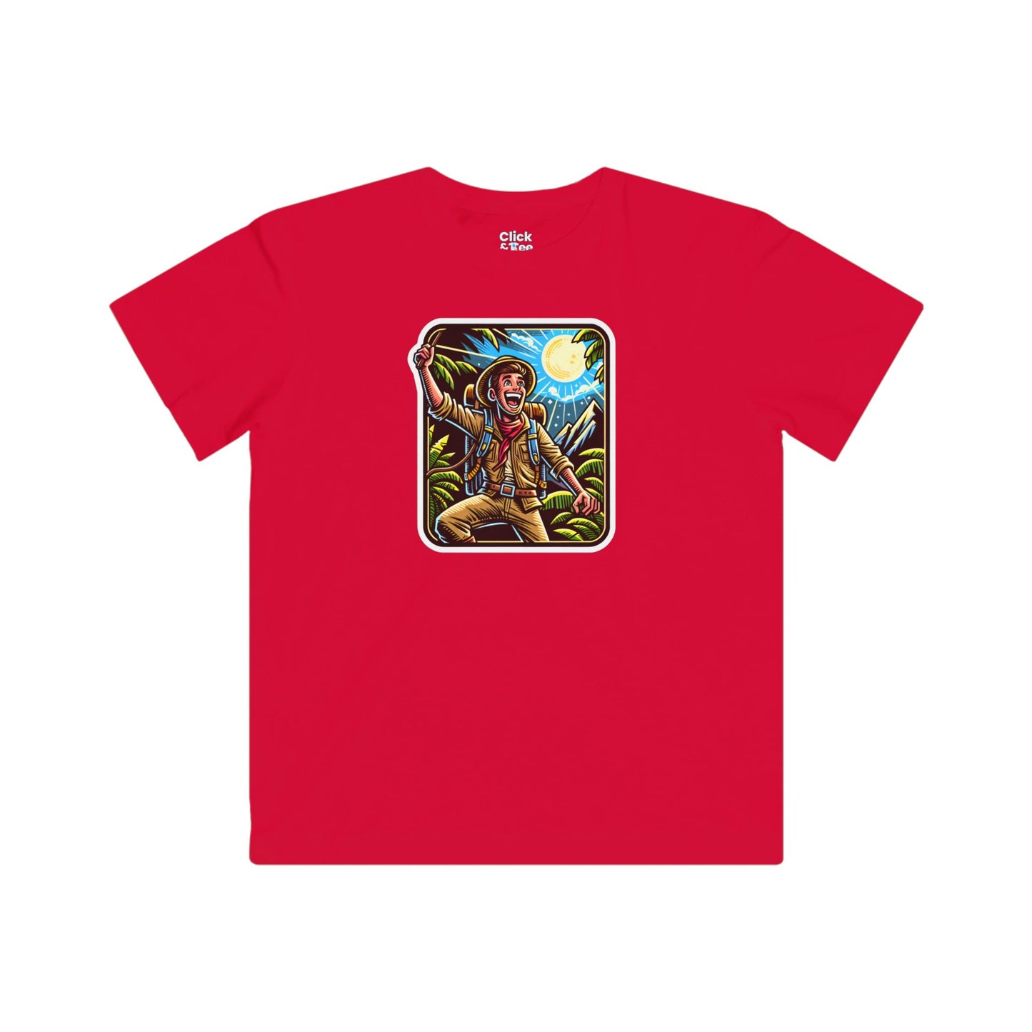 Kids Comic T-Shirt - Happy Adventurer Exploring the Unknown - Comic Style T-Shirt