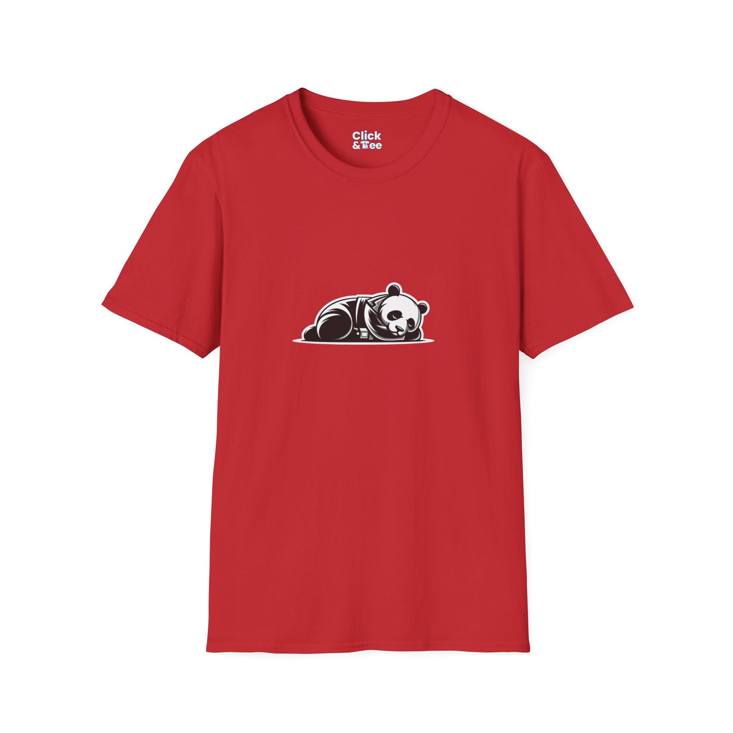 Unique T-Shirt - Sleepy Panda Eating rainbow ice cream - Vector Style T-Shirt
