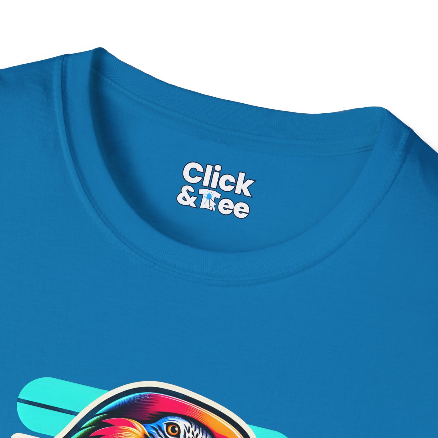 80s Neon T-Shirt - Tropical Parrot Eating rainbow ice cream - 80s Neon Style T-Shirt