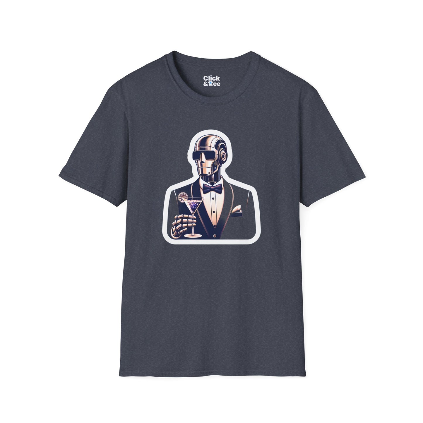 Retro T-Shirt - Classy Well Dressed Robot Bartender Serving a cocktail - Retro Style T-Shirt