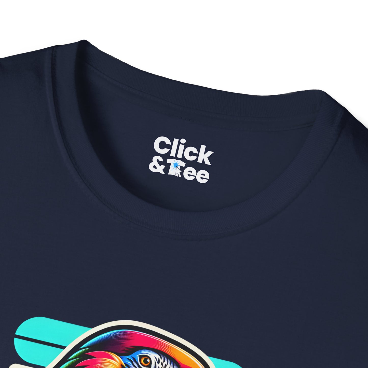 80s Neon T-Shirt - Tropical Parrot Eating rainbow ice cream - 80s Neon Style T-Shirt
