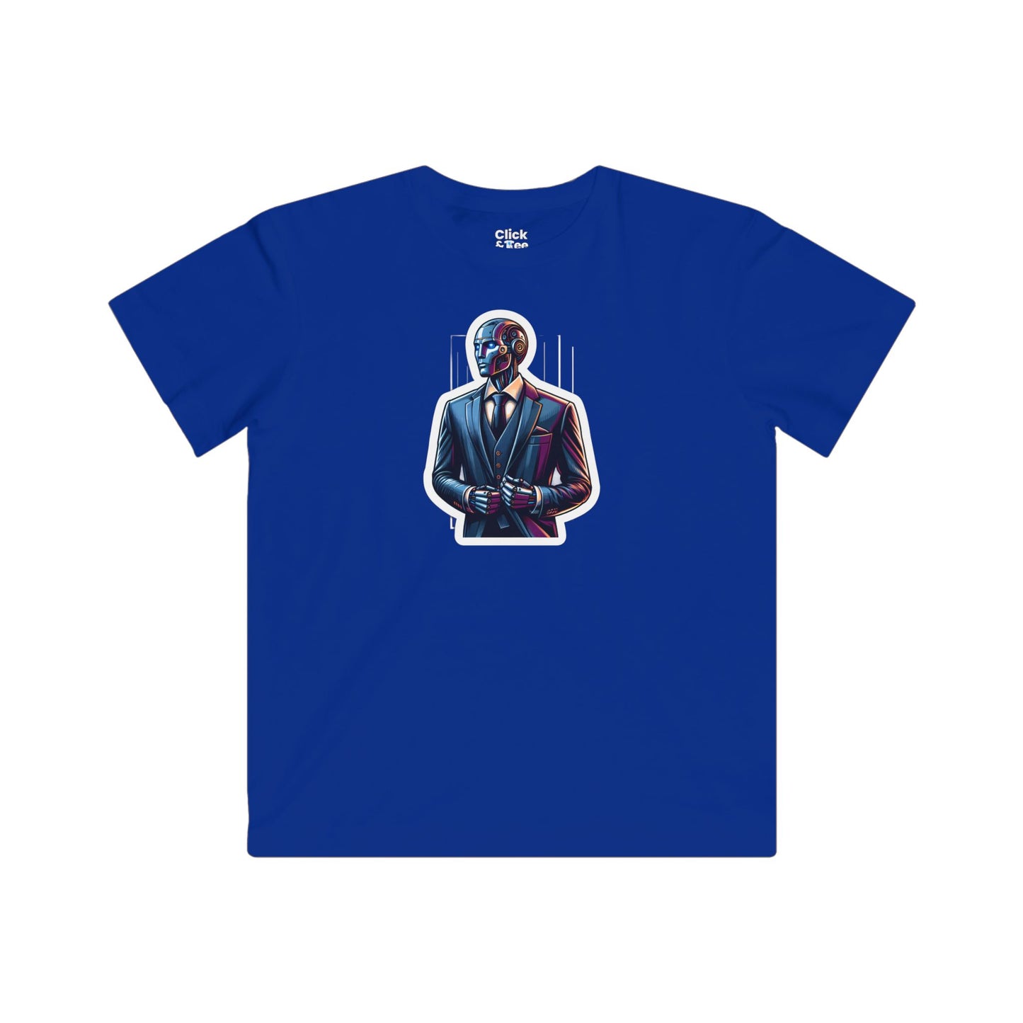 Kids Realistic T-Shirt - Debonaire Humanoid Robot Gentleman Wearing a Modern Suit - Realistic Style T-Shirt
