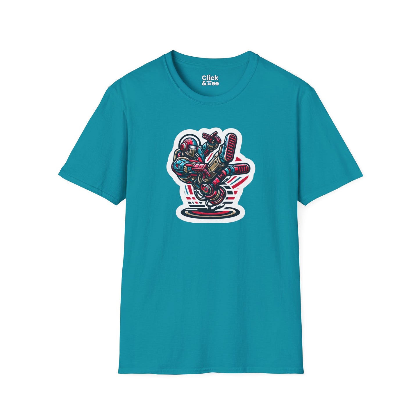 Retro T-Shirt - Aggressive Retro-Robot Breakdancing - Retro Style T-Shirt