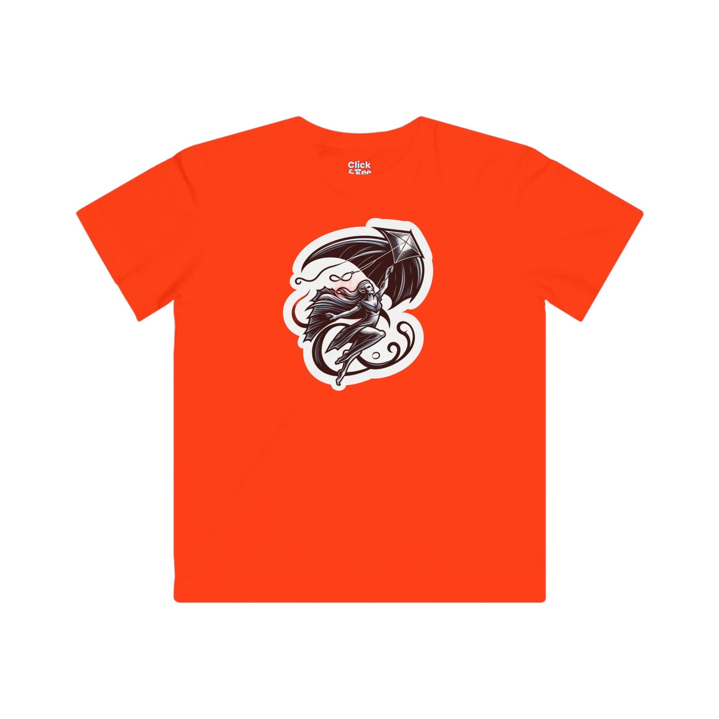 Kids Modern T-Shirt - Graceful Vampire Flying a Kite - Modern Style T-Shirt