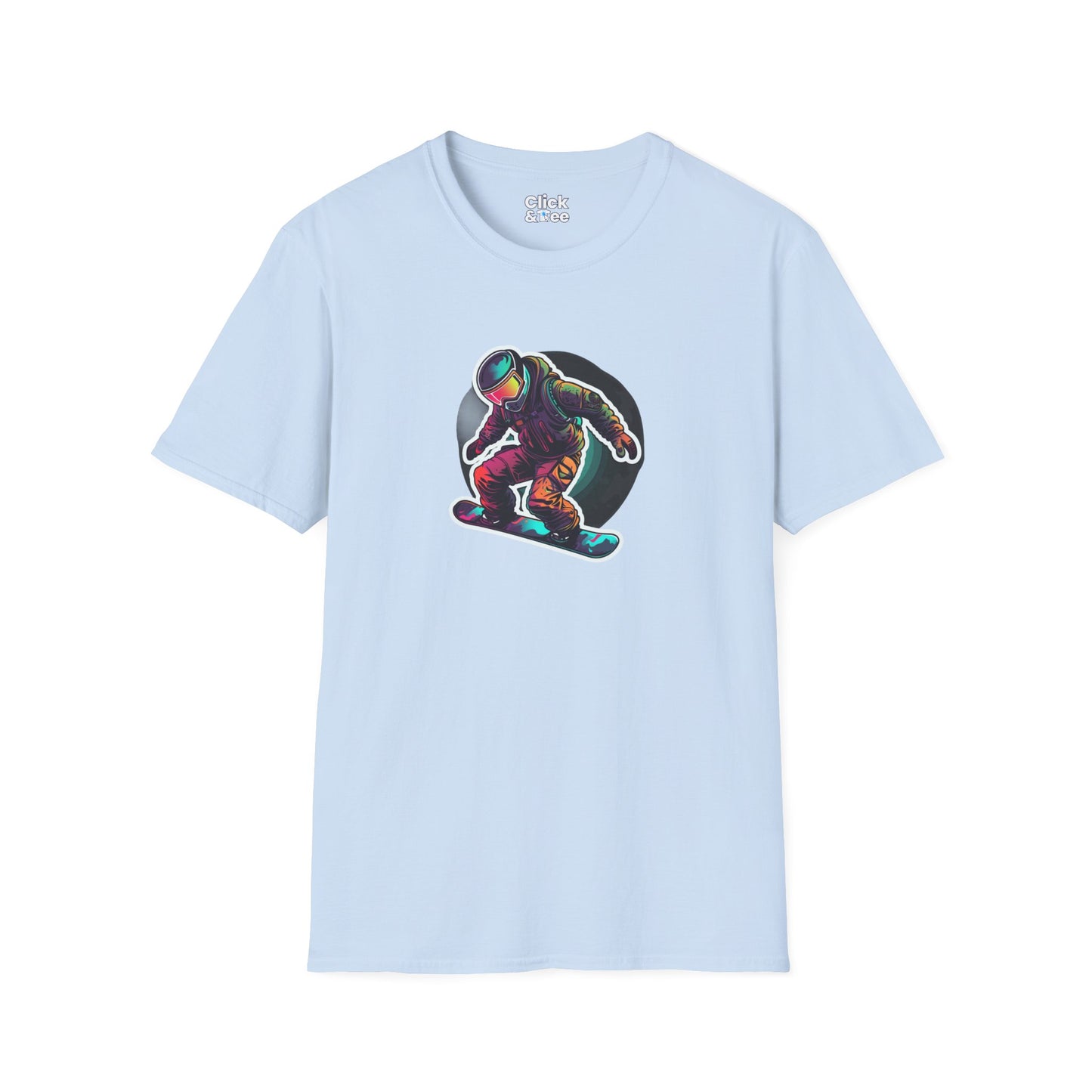 Retro T-Shirt - Aggressive Robot Snowboarder Flying through the air - Retro Style T-Shirt