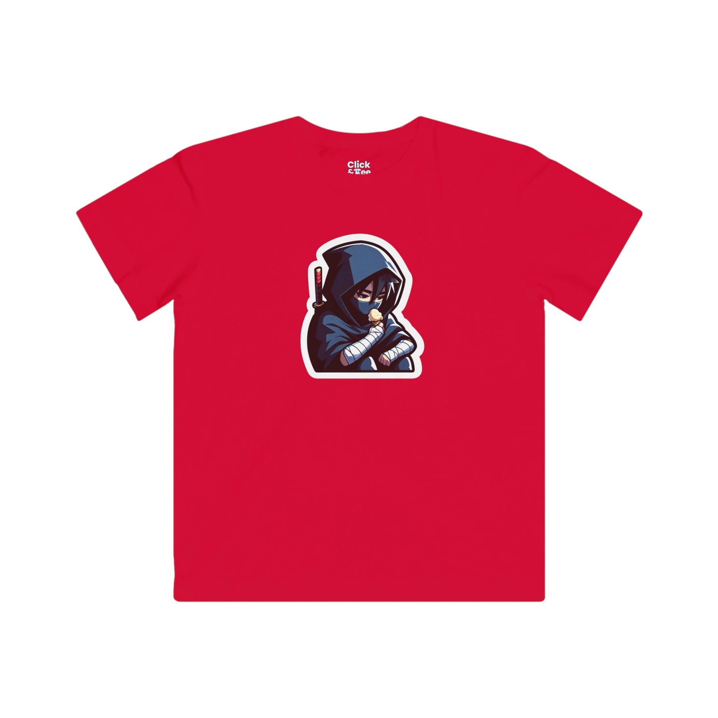 Kids Harem Anime T-Shirt - Lonely Ninja Warrior Eating Ice Cream - Harem Anime Style T-Shirt