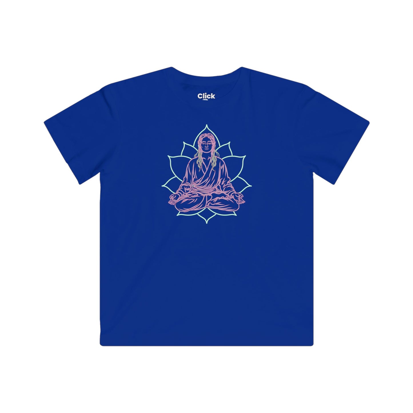 Kids 80s Neon T-Shirt - Enlightened Mystic Meditating - 80s Neon Style T-Shirt