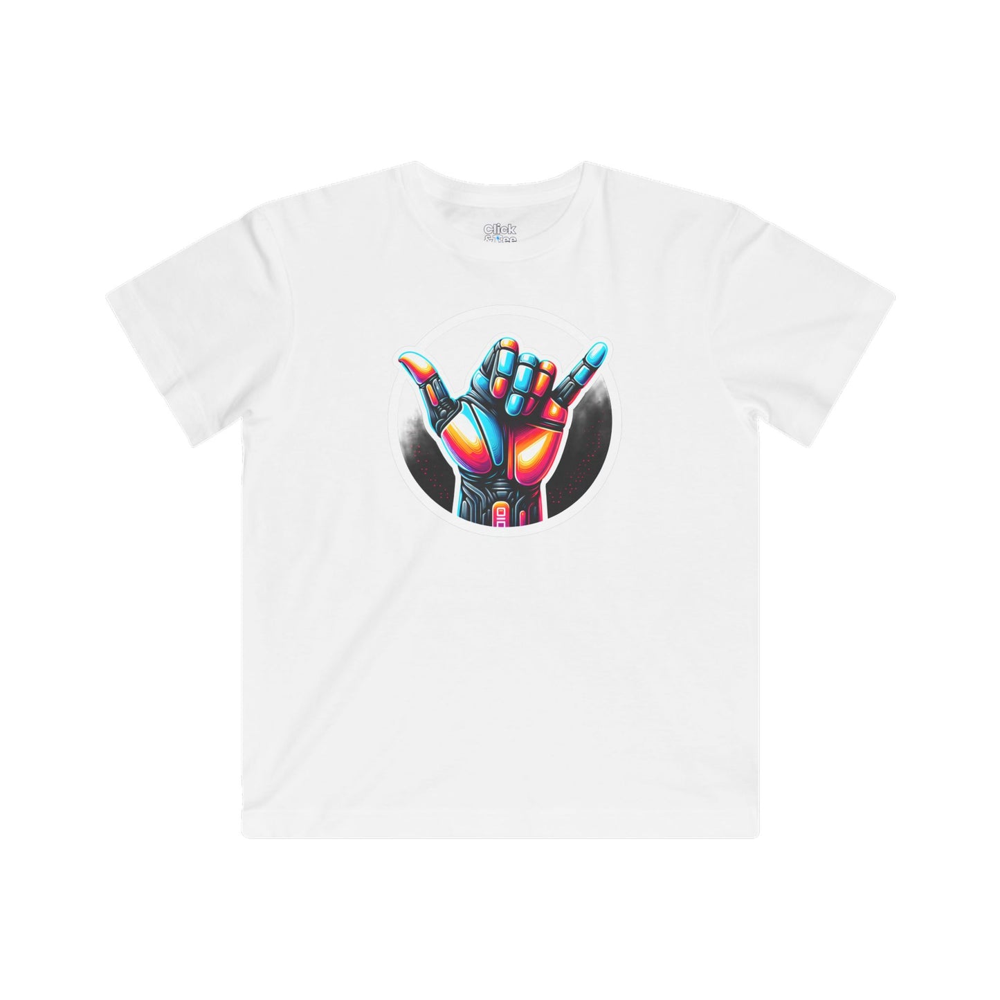 Kids Futuristic T-Shirt - Vivid Hand Making the Aloha Sign - Futuristic Style T-Shirt