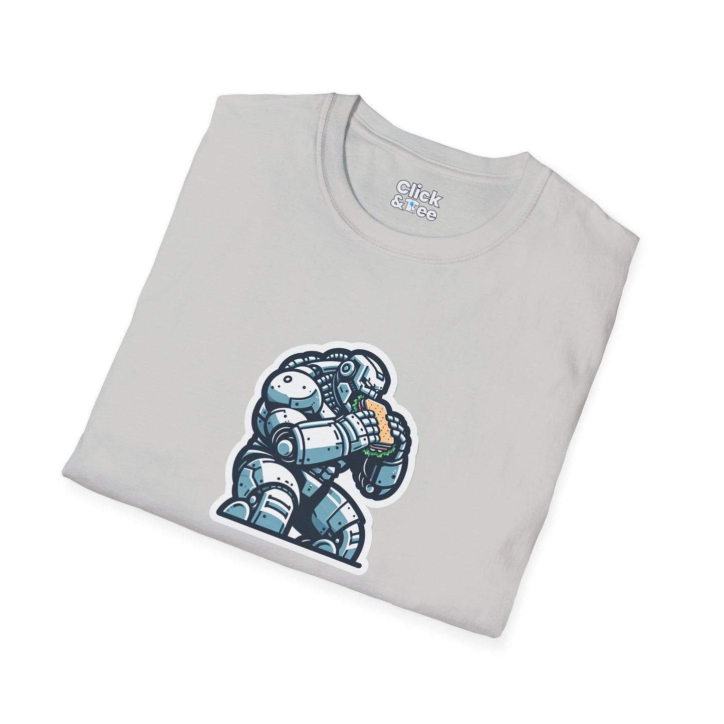 Digital Art T-Shirt - Hulking Robot Eating a sandwich - Digital Art Style T-Shirt