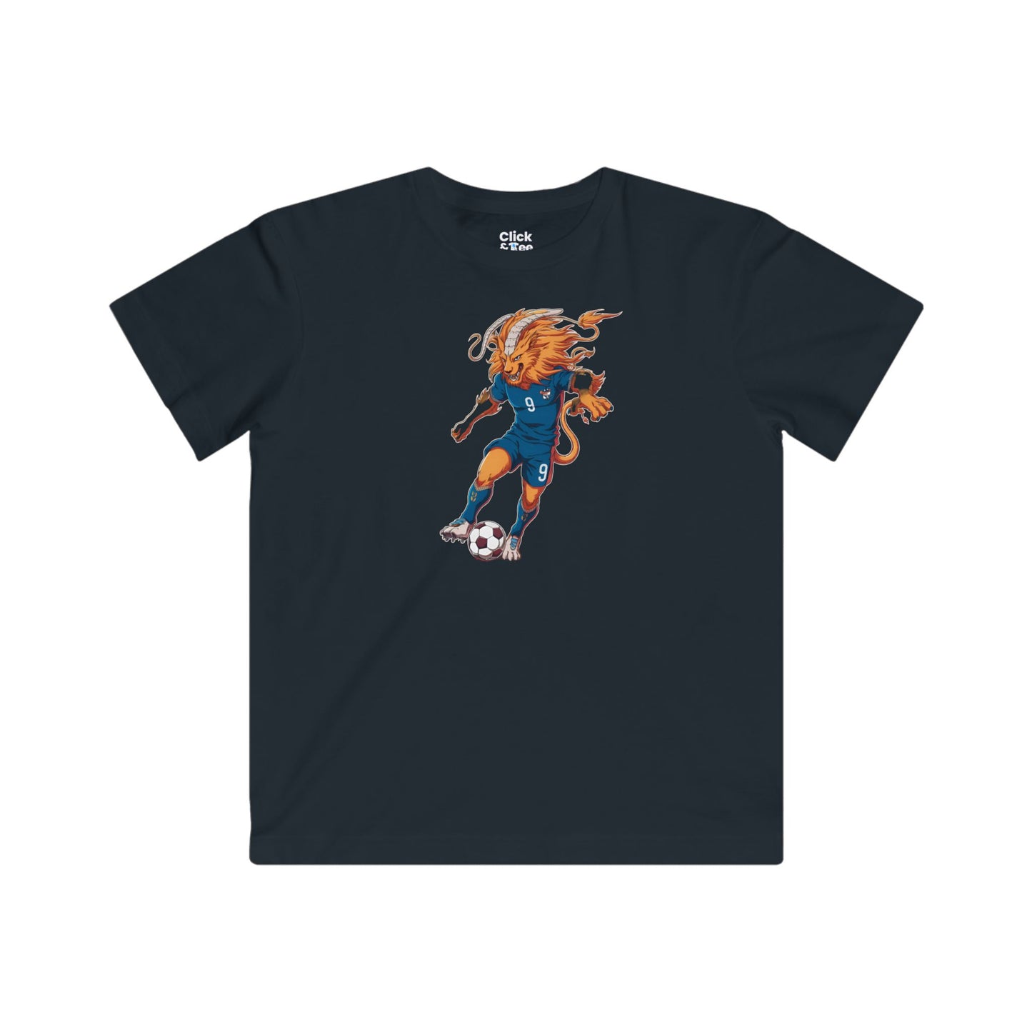 Kids Shonen Anime T-Shirt - Blazing Chimera Playing Soccer - Shonen Anime Style T-Shirt