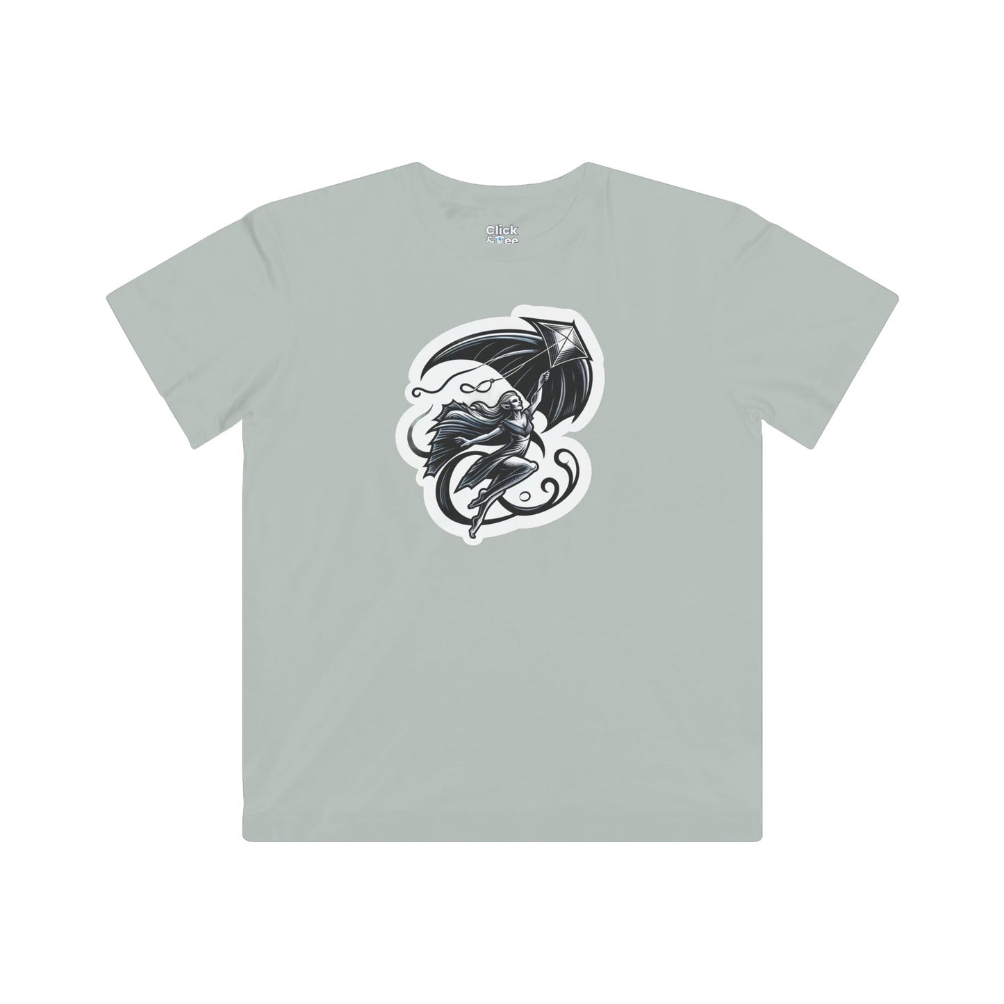 Kids Modern T-Shirt - Graceful Vampire Flying a Kite - Modern Style T-Shirt