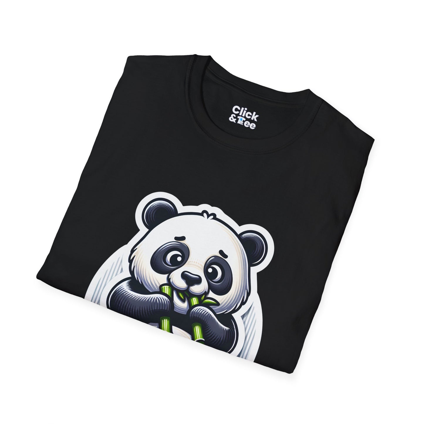 Realistic T-Shirt - Hungry Panda Eating Bamboo - Realistic Style T-Shirt