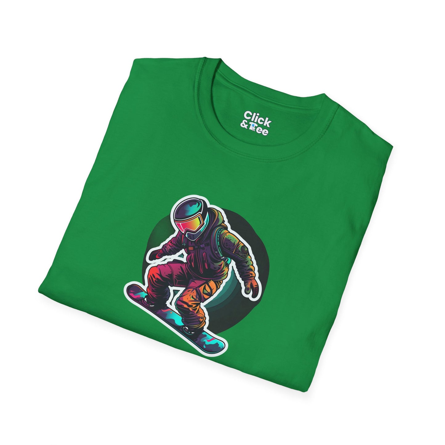 Retro T-Shirt - Aggressive Robot Snowboarder Flying through the air - Retro Style T-Shirt