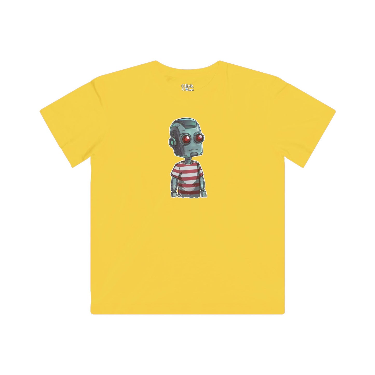 Kids Futuristic T-Shirt - Cool Robot Rebel Wearing a Trendy T-Shirt - Futuristic Style T-Shirt