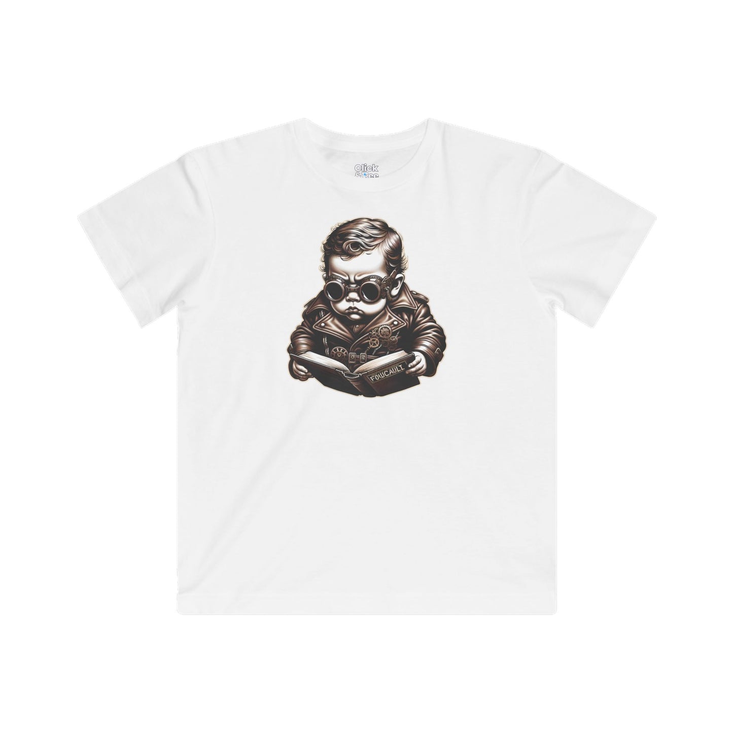 Kids Steampunk T-Shirt - Brooding Intense Toddler Reading Foucault - Steampunk Style T-Shirt