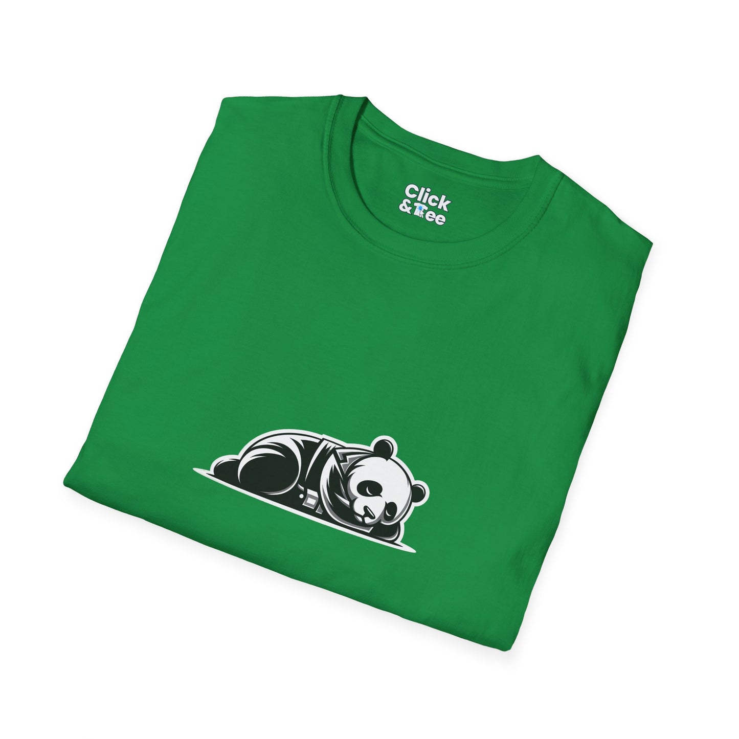 Unique T-Shirt - Sleepy Panda Eating rainbow ice cream - Vector Style T-Shirt