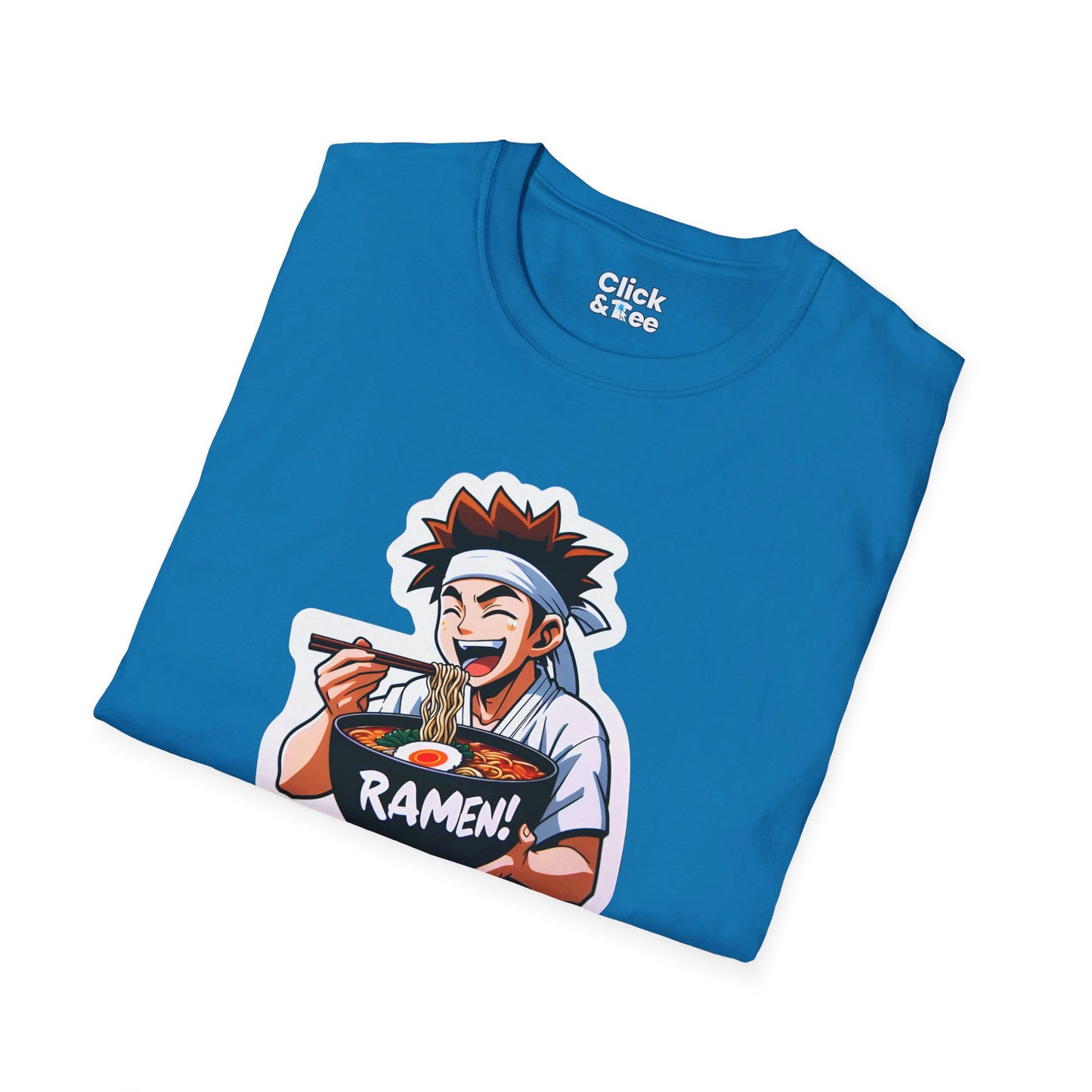 Harem Anime T-Shirt - Happy Kung-Fu Kid Eating a hot bowl of ramen - Harem Anime Style T-Shirt