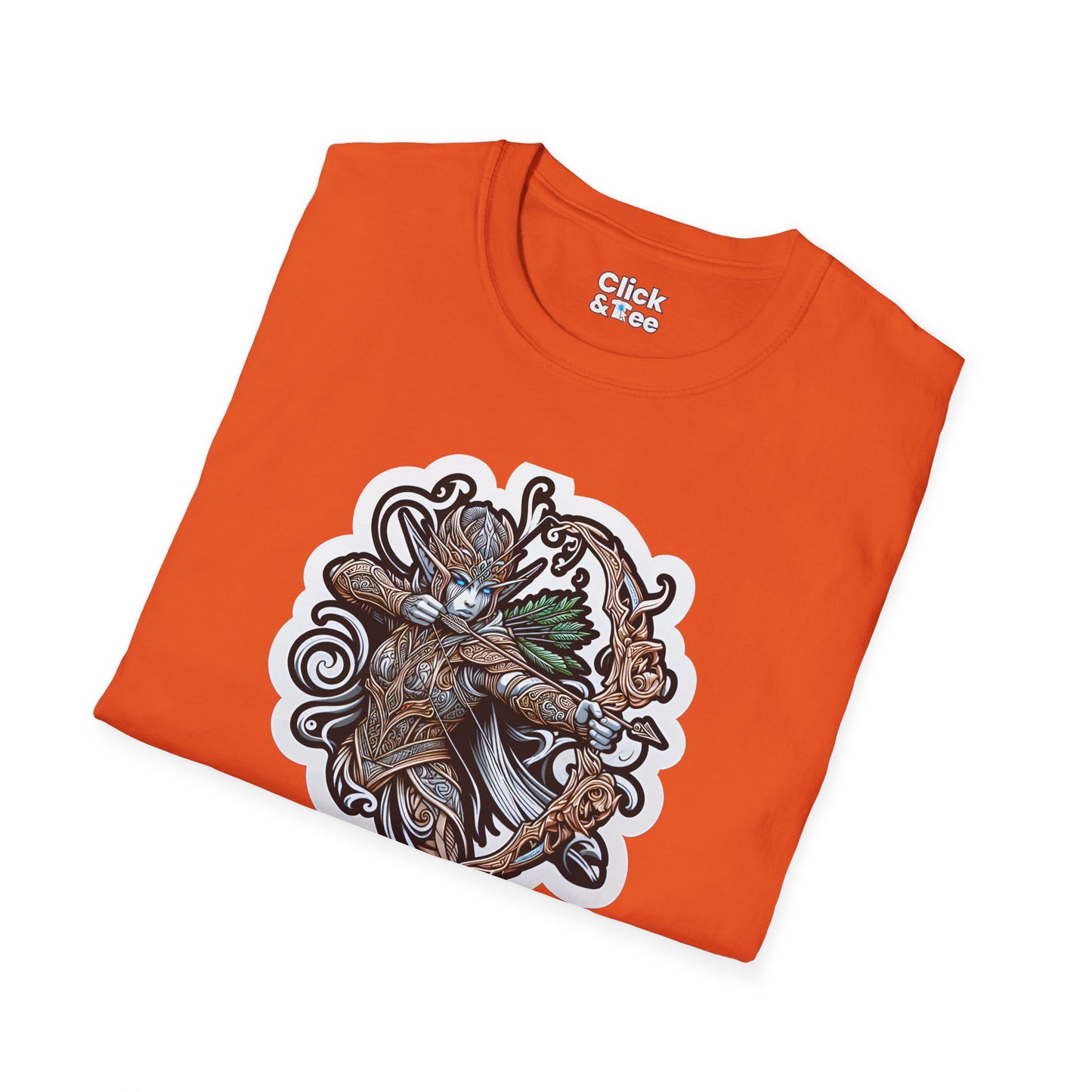 Fantasy T-Shirt - Fantastical Elf Shooting a bow and arrow - Fantasy Style T-Shirt