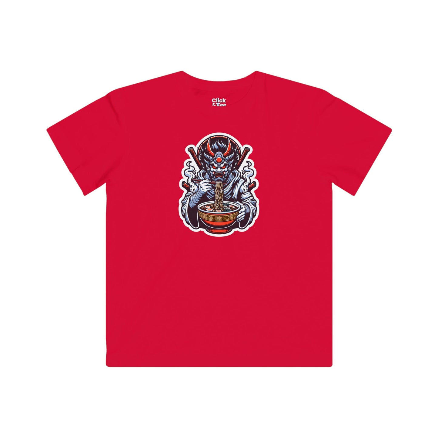 Kids Digital Art T-Shirt - Powerful Guardian Eating a Hot Bowl of Ramen - Digital Art Style T-Shirt