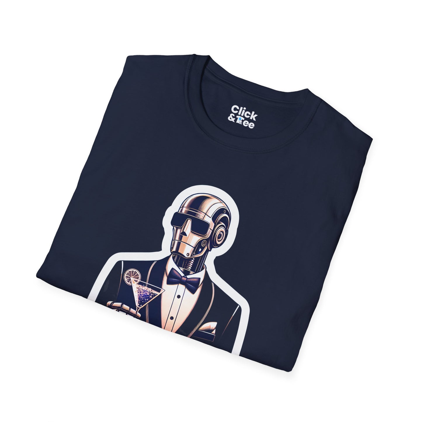 Retro T-Shirt - Classy Well Dressed Robot Bartender Serving a cocktail - Retro Style T-Shirt