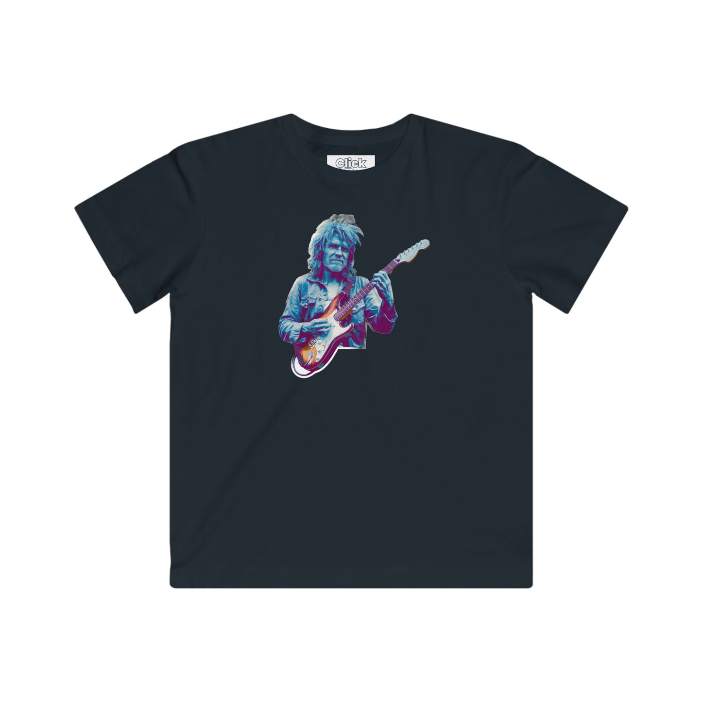 Kids Psychadelic T-Shirt - Funky Guitar player Man jamming on electic guitar with rugged hippie appearance. - Psychadelic Style T-Shirt