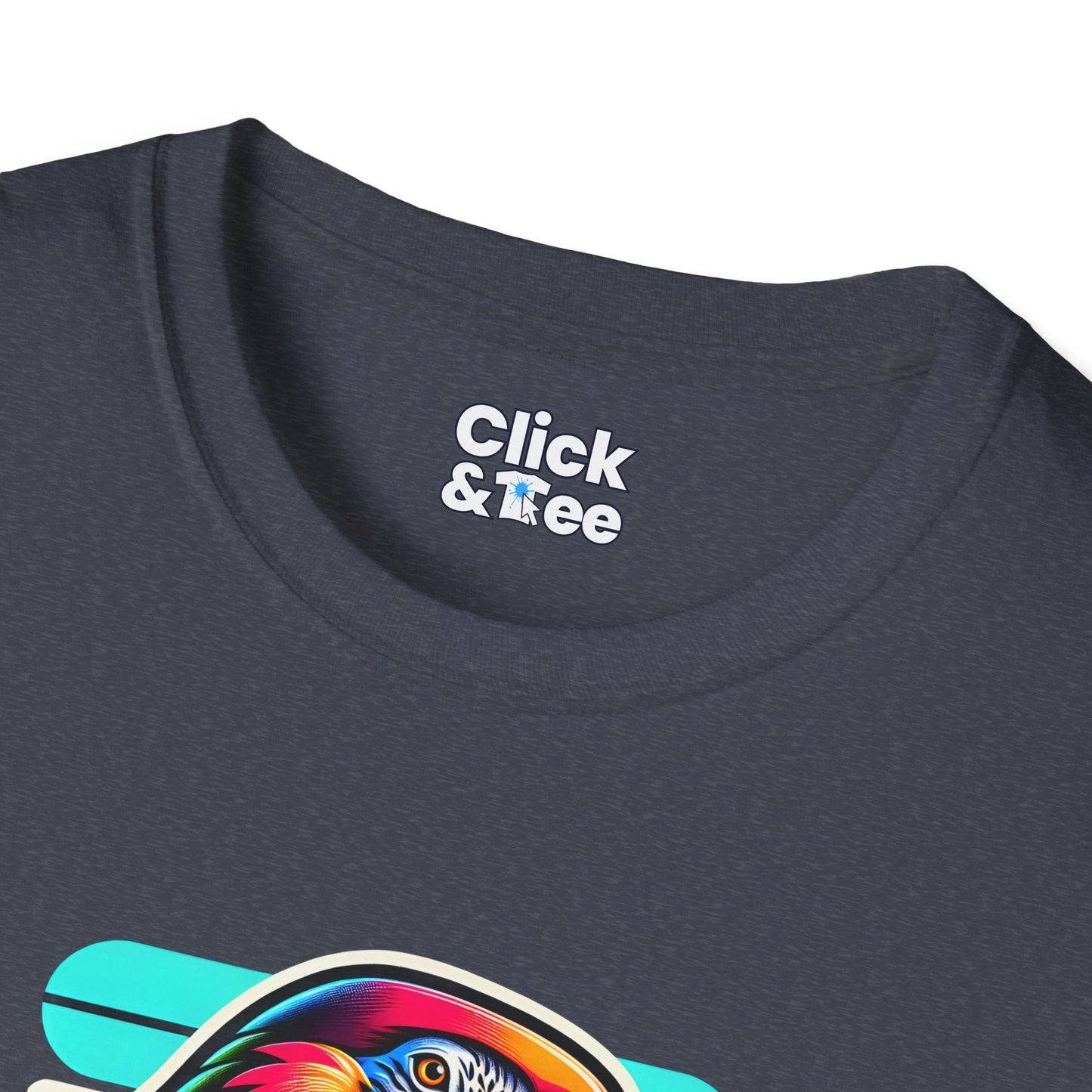 80s Neon T-Shirt - Tropical Parrot Eating rainbow ice cream - 80s Neon Style T-Shirt