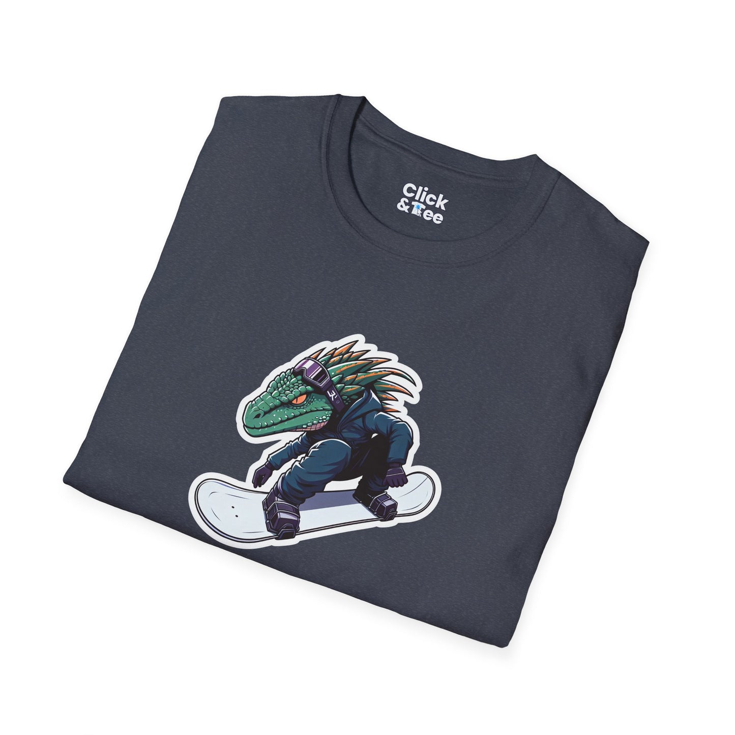 Unique T-Shirt - Heroic Lizard Snowboarder Flying through the air - Shonen Anime Style T-Shirt