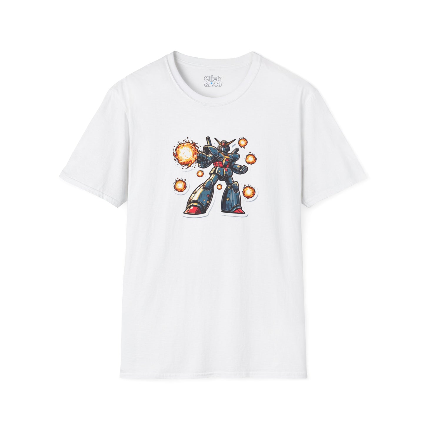 Shonen Anime T-Shirt - Magical Robot Shooting fireballs - Shonen Anime Style T-Shirt