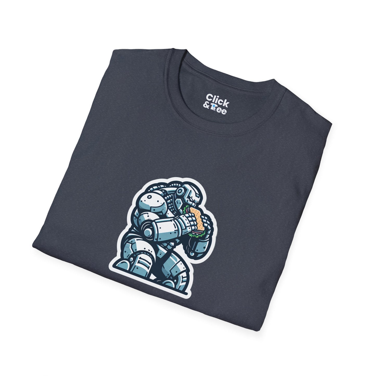 Digital Art T-Shirt - Hulking Robot Eating a sandwich - Digital Art Style T-Shirt
